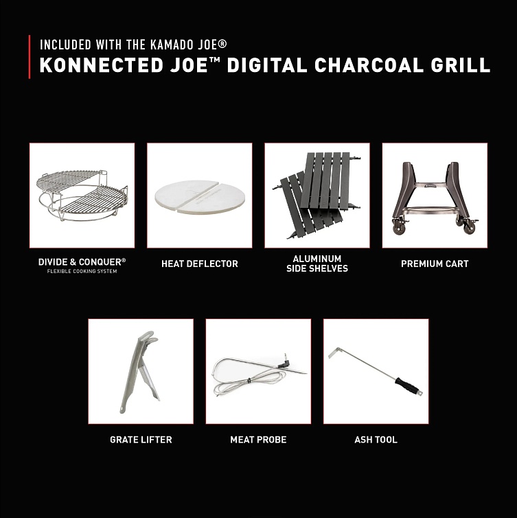 Керамический гриль Kamado Joe Big Konnected Joe II Red с электронным управлением