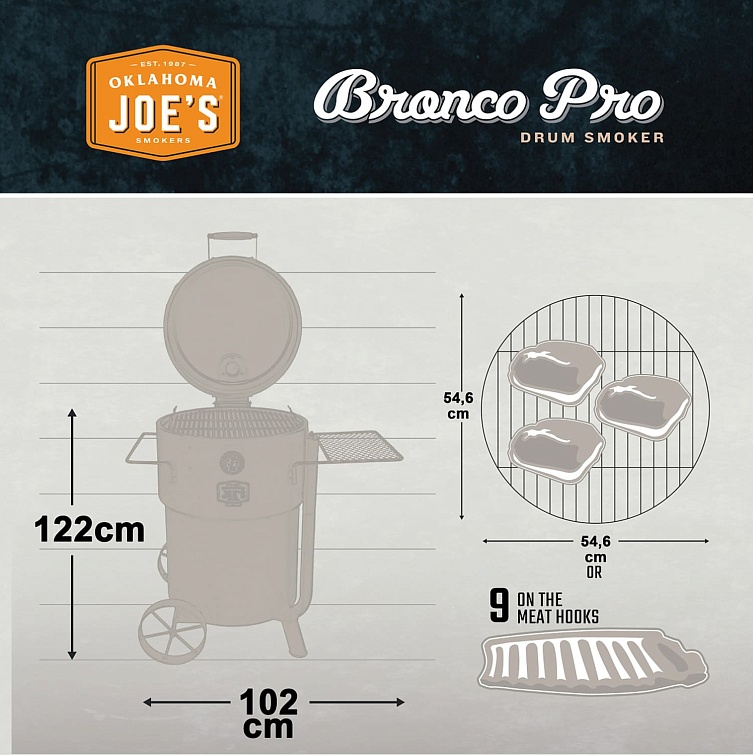 Угольная коптильня Oklahoma Joe's Drum Bronco Pro